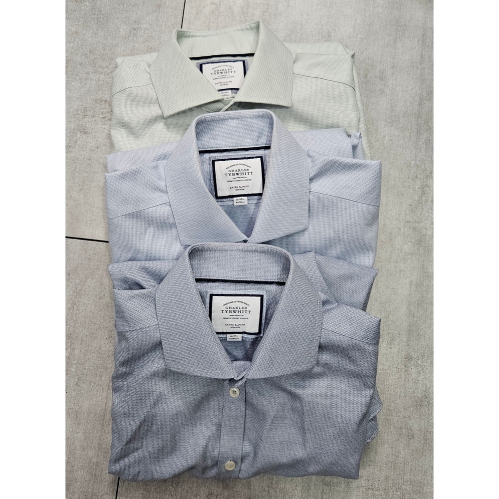 Charles Tyrwhitt Extra Slim Fit Non-Iron Dress Shirt Bundle 16/34 Mens 3 Pack